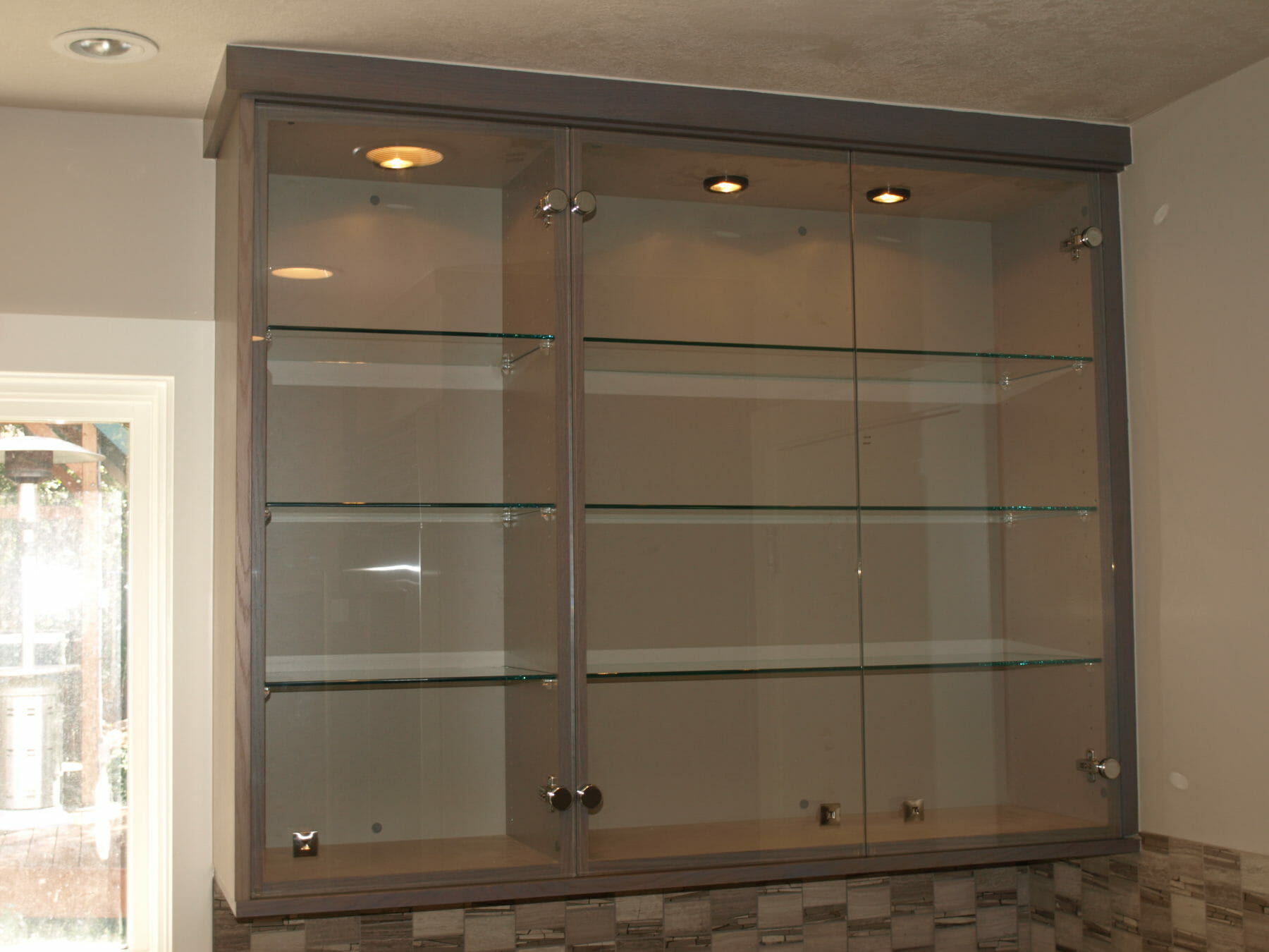 glass shelf design for kitchen