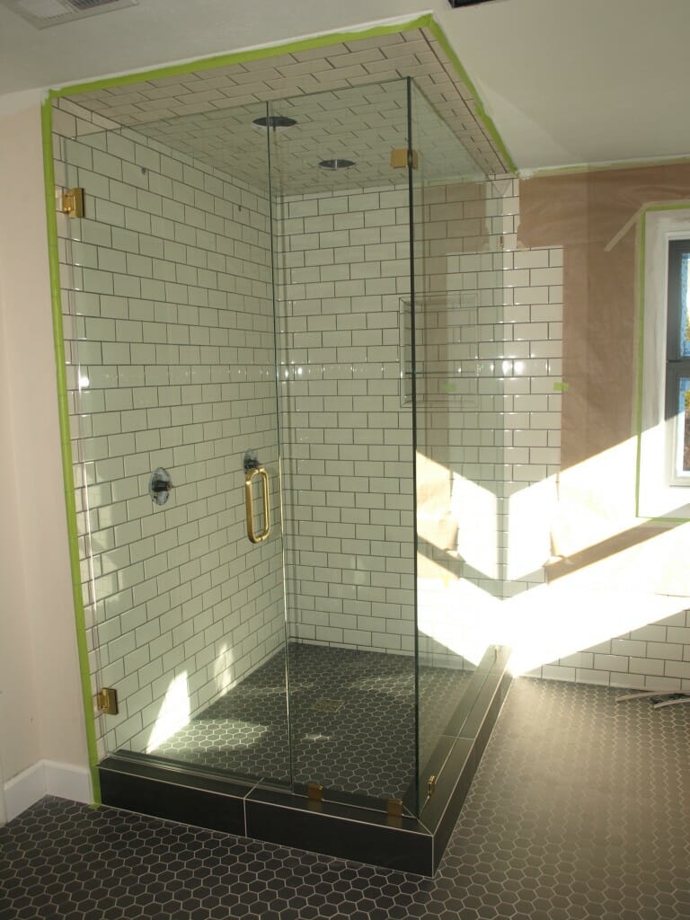 Custom shower glass enclosure in Utah home