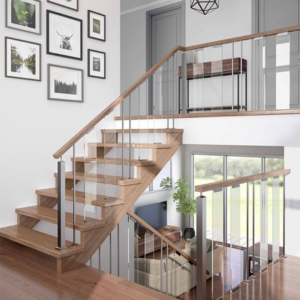 Glass and Wood Stair Railings